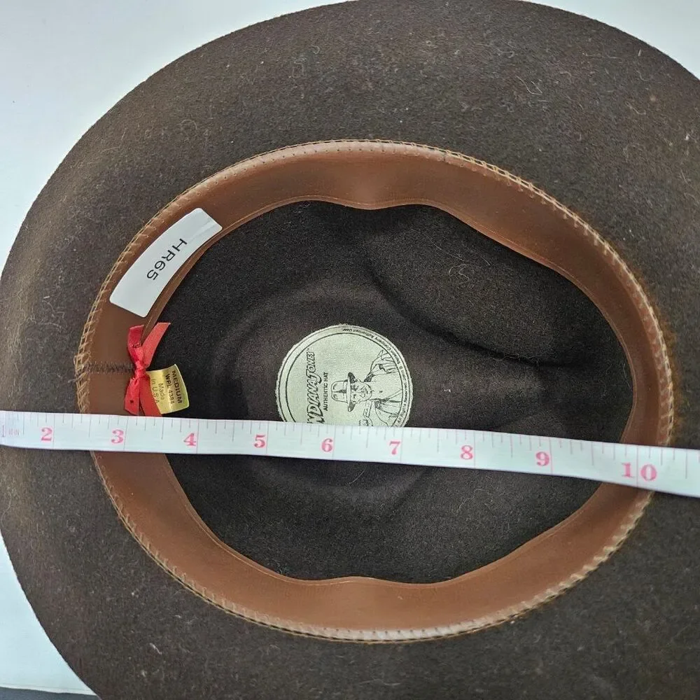 Indiana Jones Stetson Authentic Hat Brown Wool Felt Fedora Medium Made in USA